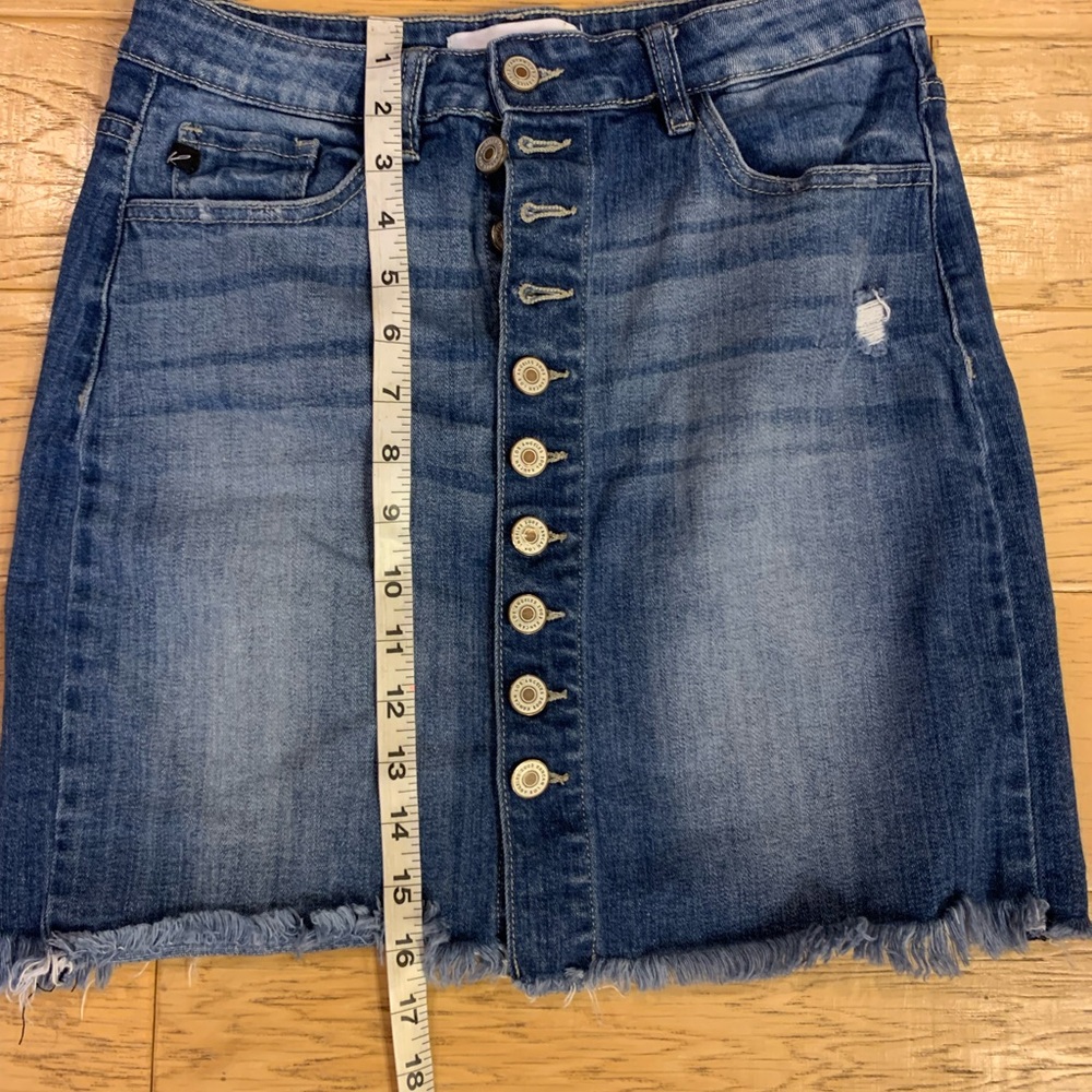 KanKan Denim Button-Front Mini Skirt